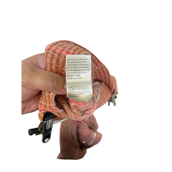 FREE PEOPLE Orange Brown Plaid Retro Pants Wide-leg Size Small - Picture 5 of 10